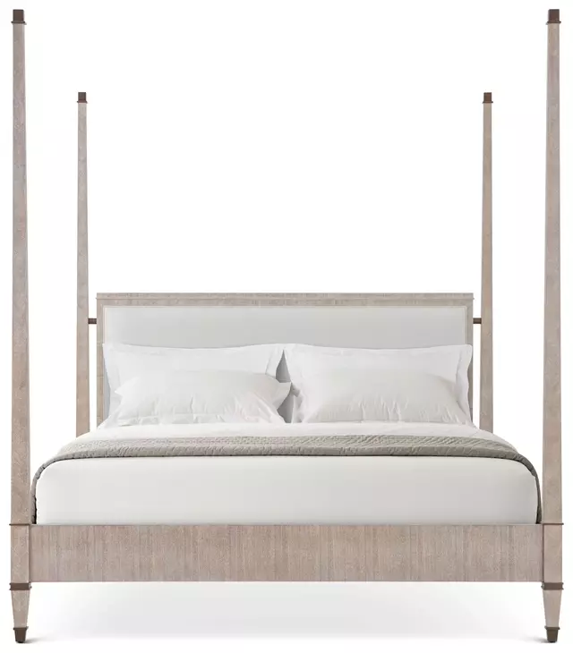 Marlborough Geo Coast and Cream Upholstered Markos California King Poster Bed