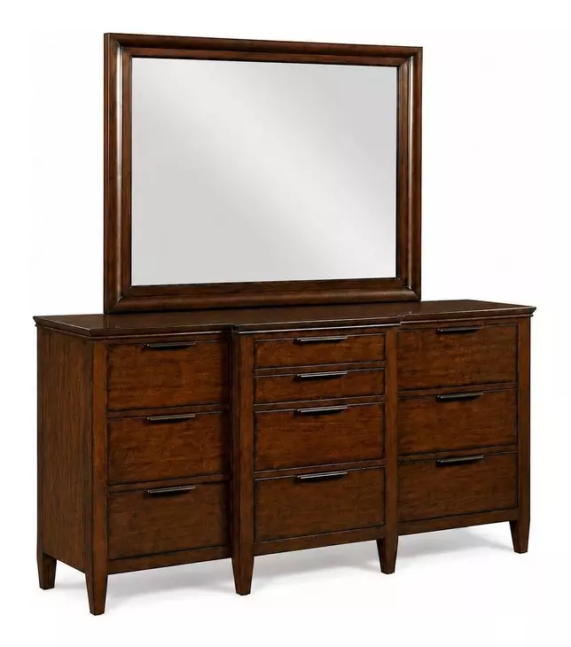 Amaretto Grove Amaretto 10 Drawer Bristow Dresser with Rectangular Mirror
