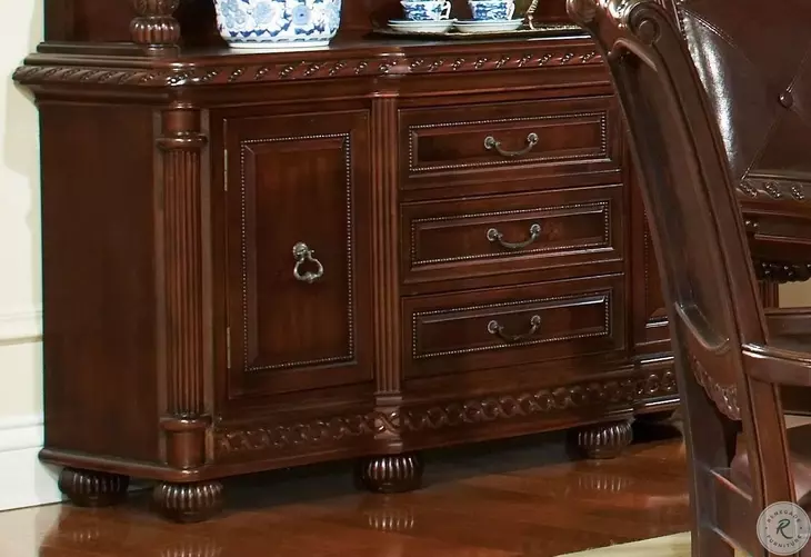 Antoinette Warm Brown Cherry Extendable Dining Room Set