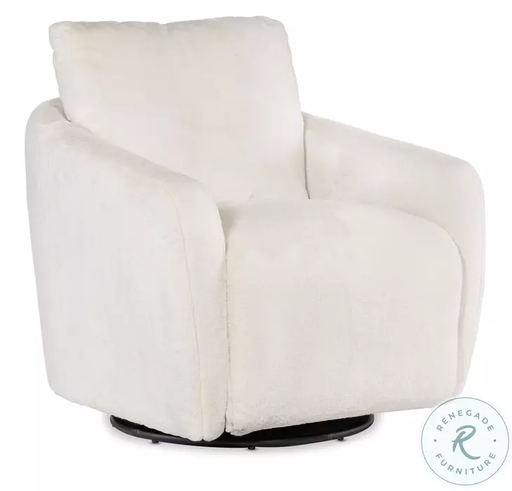 Bonnie White Faux Fur Swivel Chair with Power Footrest