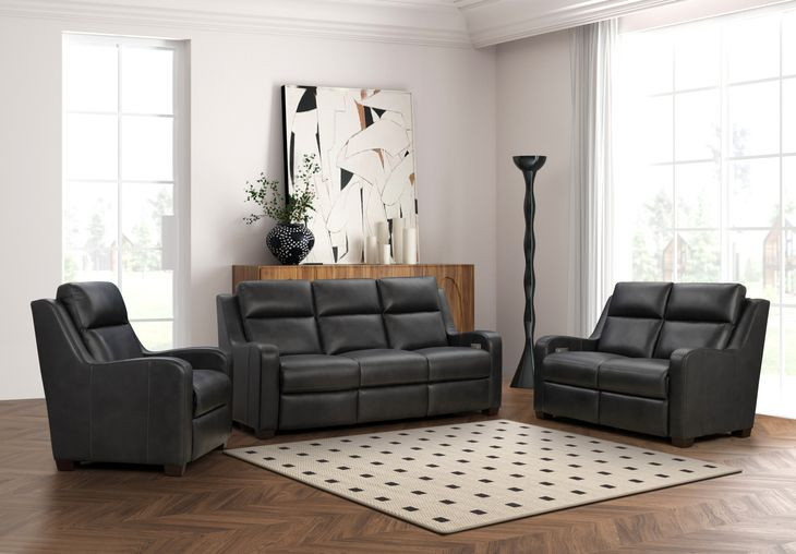 Ayden Elway Dark Gray Leather Power Reclining Living Room Set with Power Headrest and Power Lumbar