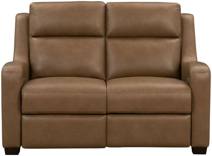 Ayden Hillwood Toffee Leather 60" Power Reclining Loveseat with Power Headrests and Power Lumbar