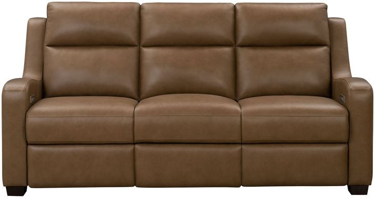 Ayden Hillwood Toffee Leather 84" Power Reclining Sofa with Power Headrests and Power Lumbar