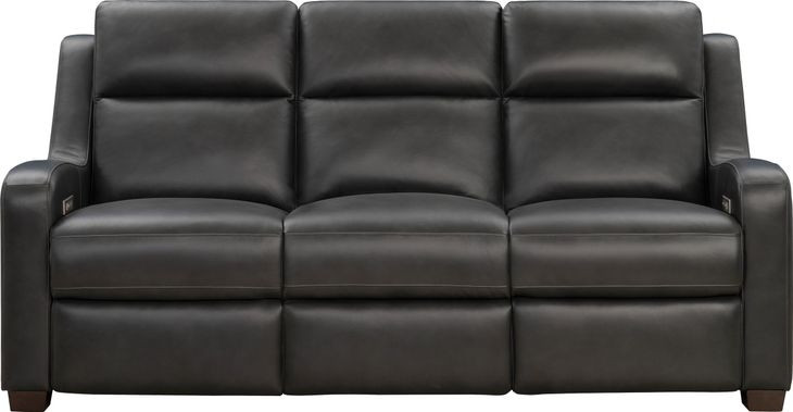 Ayden Elway Dark Gray Leather Power Reclining Living Room Set with Power Headrest and Power Lumbar