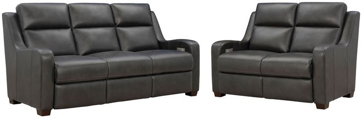 Ayden Elway Dark Gray Leather 84" Power Reclining Living Room Set with Power Headrests and Power Lumbar
