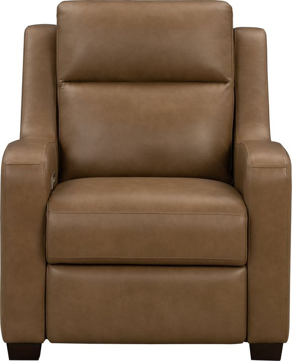 Ayden Hillwood Toffee Leather Power Recliner with Power Headrest and Power Lumbar