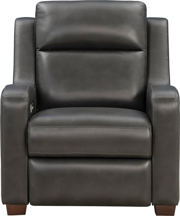 Ayden Elway Dark Gray Leather Power Recliner with Power Lumbar and USB Charging