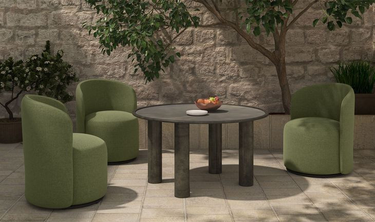 Sylvie Green Upholstered Outdoor Swivel Dining Chair