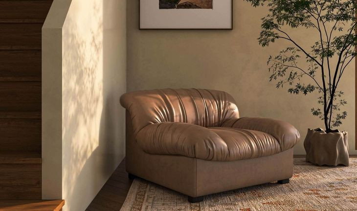 Halston Tan Leather Upholstered Lounge Chair