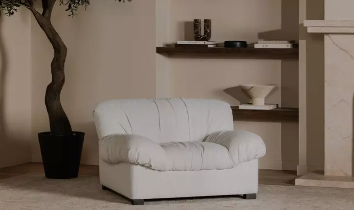 Halston Flecked Oat Upholstered Lounge Chair