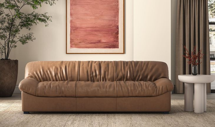 Halston Tan 87" Leather Sofa