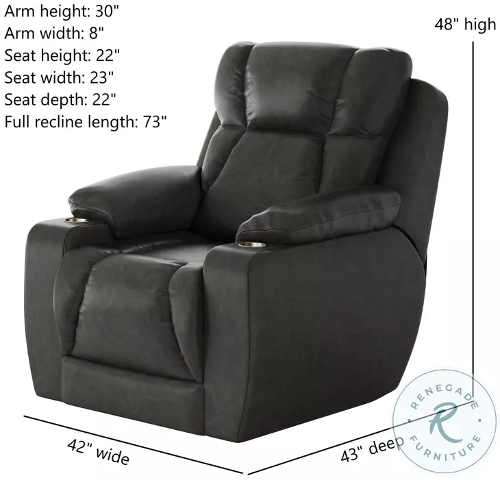Challenger Passion Slate Power Headrest Wall Hugger Big Mans Recliner
