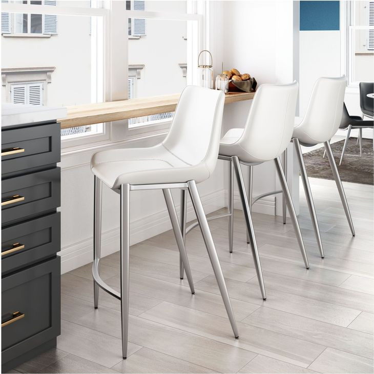 Magnus White And Brushed Stainless Steel Counter Chair Set Of 2