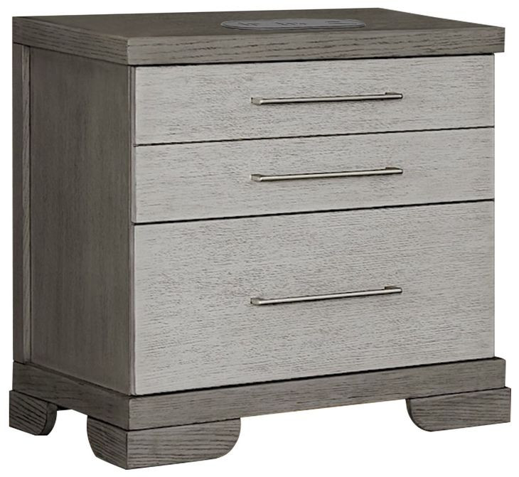 B00913 Water White And Light Taupe Nightstand with LED Lighting