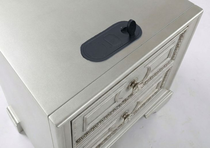 B01209 Silver Paint Nightstand with LED Lighting