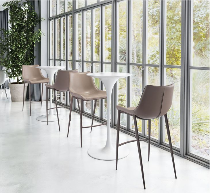 Magnus Gray Bar Stool with Matte Brown Legs Set Of 2