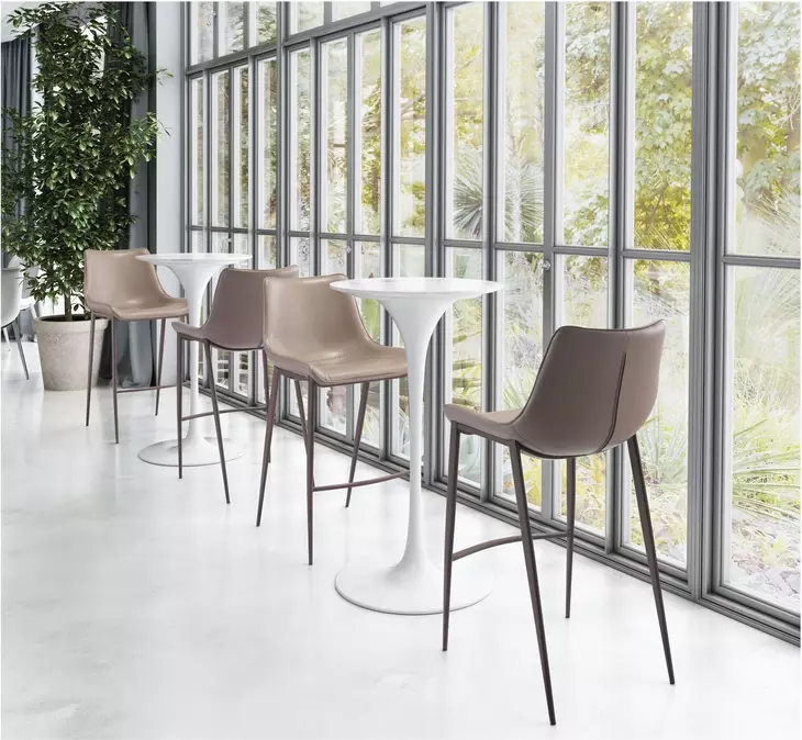 Magnus Gray Bar Stool with Matte Brown Legs Set Of 2
