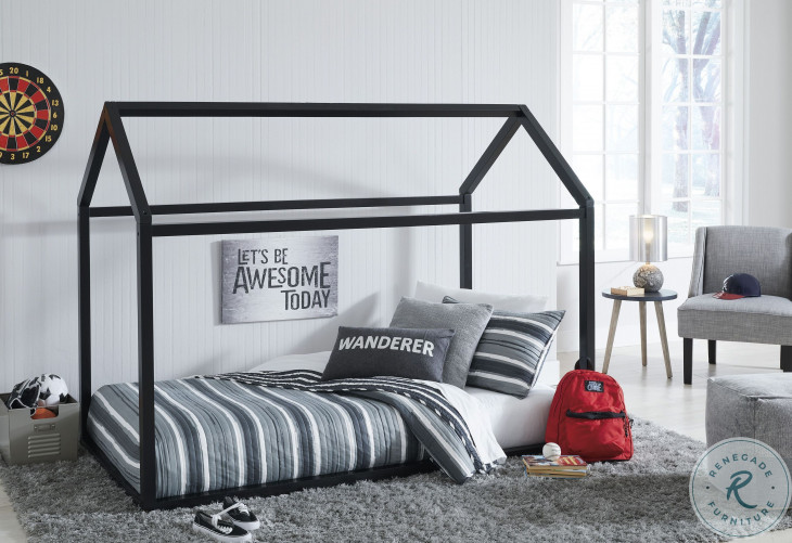 Flannibrook Black Twin House Bed Frame Only from Ashley Coleman Furniture