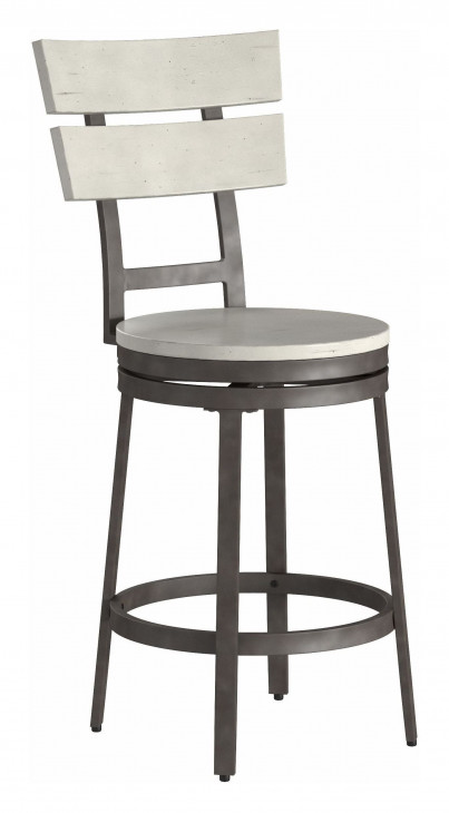 Wilson White And Middle Gray 24" Swivel Stool with Back