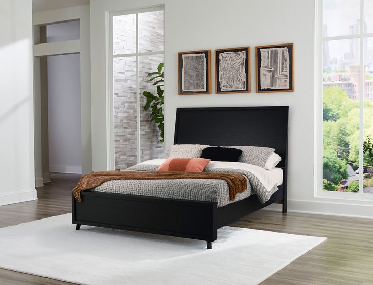 Danziar Matte Black Queen Panel Headboard