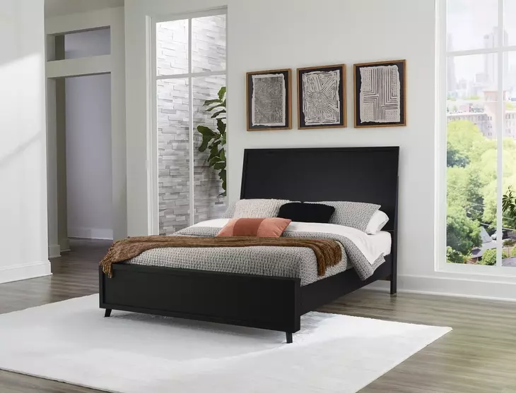 Danziar Matte Black Queen Panel Headboard