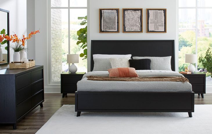 Danziar Black 6 Drawer Dresser and Rectangular Mirror