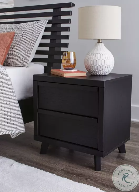 Danziar Black 2 Drawer Nightstand