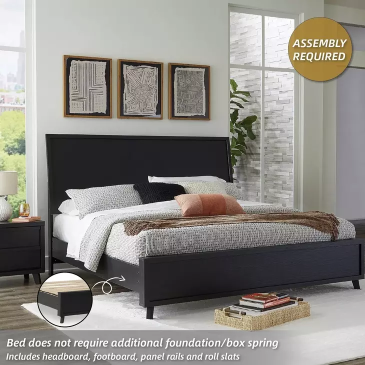 Danziar Black King Panel Bed