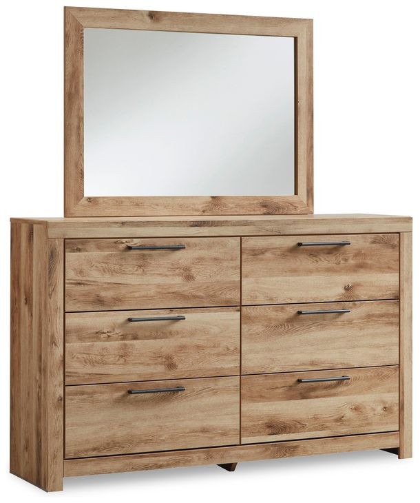 Hyanna Tan Brown 6 Drawer Dresser and Rectangular Mirror