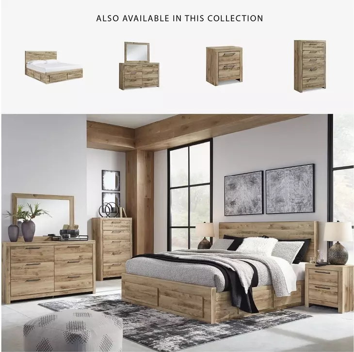 Hyanna Tan Brown Queen Panel Storage Bed with 2 Under Bed Storage Drawer