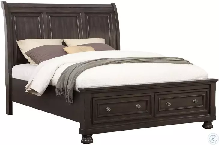 Soriah Distressed Gray Queen Sleigh Storage Bed