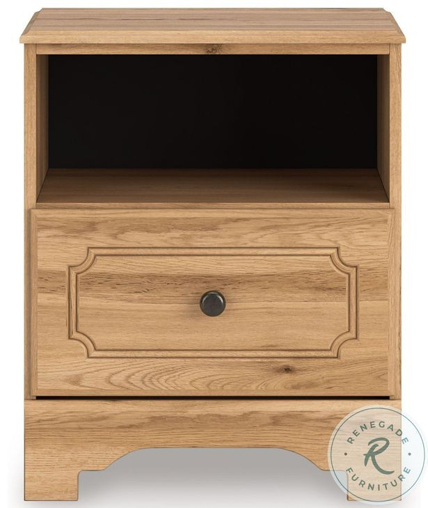 Galletyn Warm Brown 1 Drawer Nightstand with USB Charging
