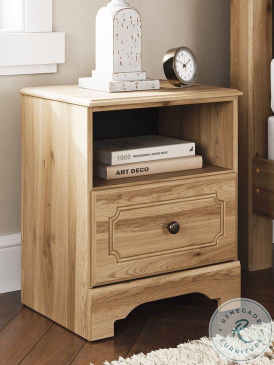 Galletyn Warm Brown 1 Drawer Nightstand with USB Charging