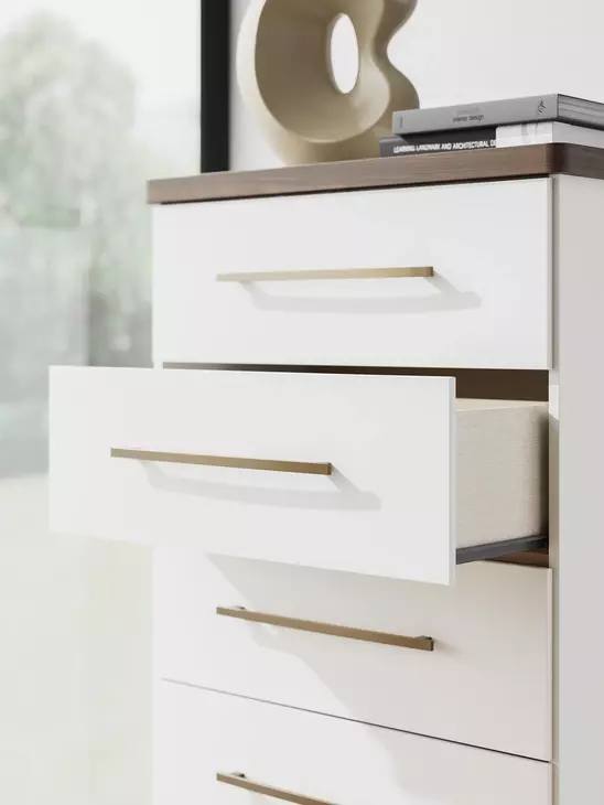 Mazilar Brown and White 5 Drawer Chest