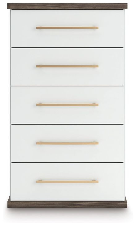 Nendalane Brown and White 5 Drawer Chest