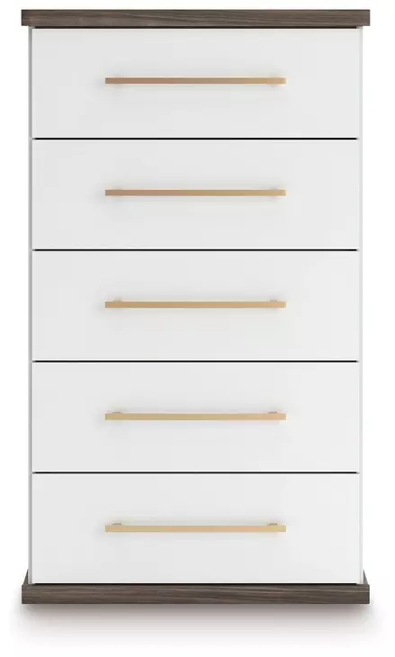 Mazilar Brown and White 5 Drawer Chest