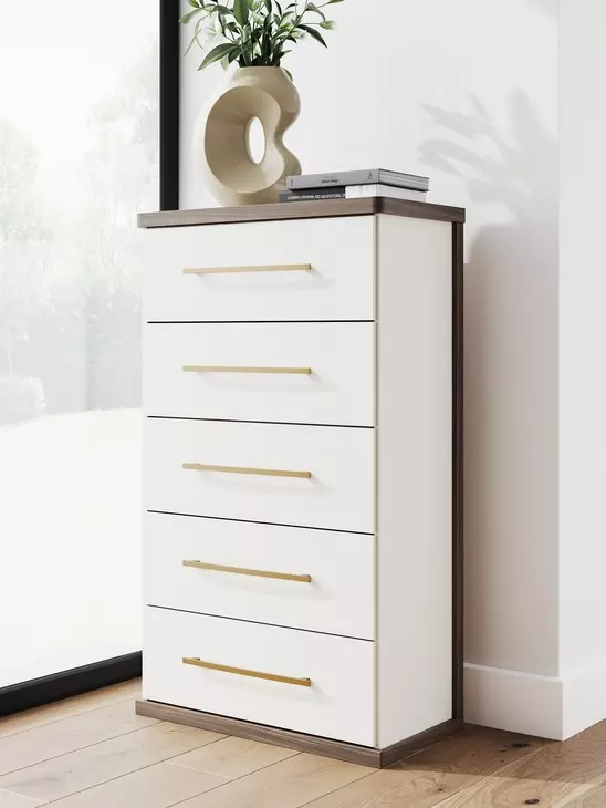 Mazilar Brown and White 5 Drawer Chest