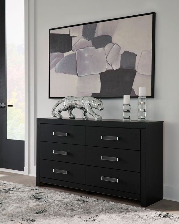 Raechalla Matte Black 6 Drawer Dresser