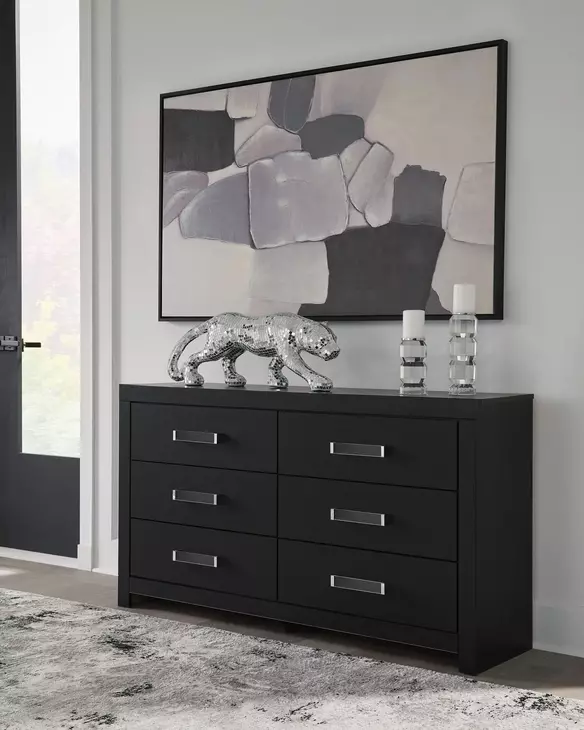 Raechalla Matte Black 6 Drawer Dresser