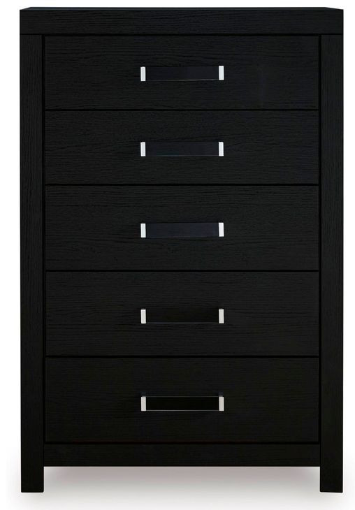 Raechalla Matte Black 5 Drawer Chest