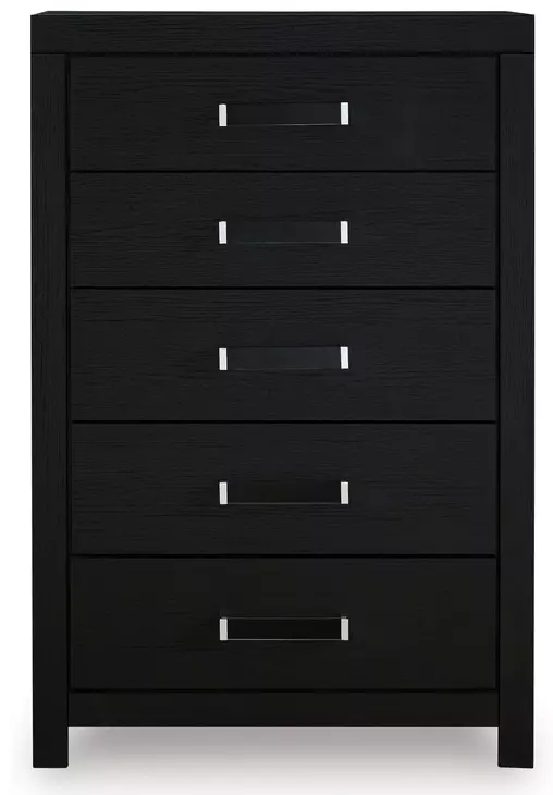 Raechalla Matte Black 5 Drawer Chest