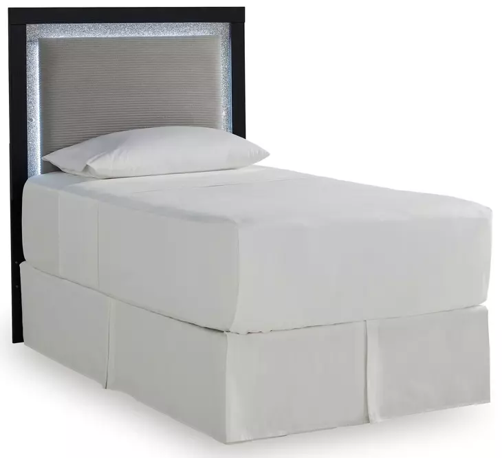 Raechalla Black and Gray Twin Upholstered Panel Headboard