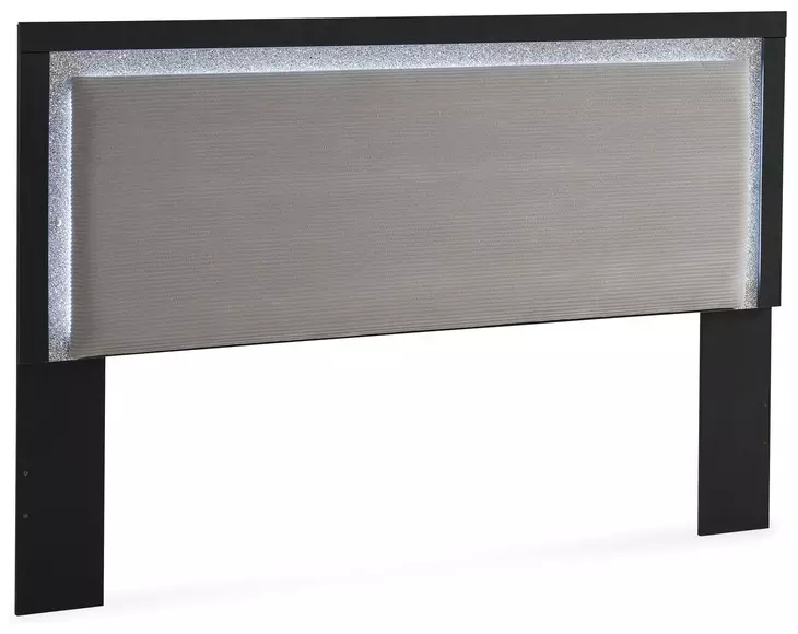 Raechalla Black and Gray King Upholstered Panel Headboard