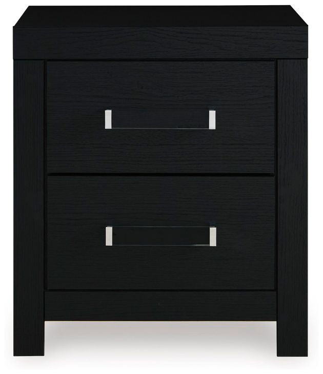Raechalla Matte Black 2 Drawer Nightstand