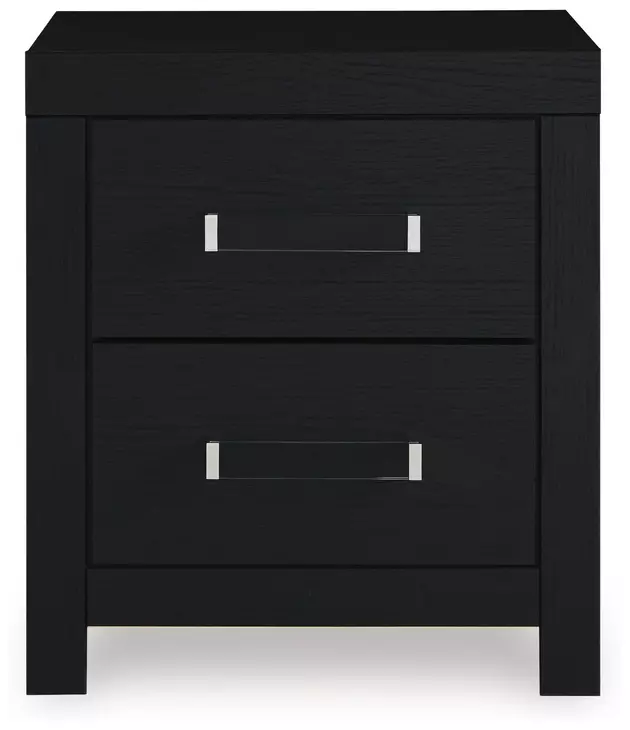 Raechalla Matte Black 2 Drawer Nightstand