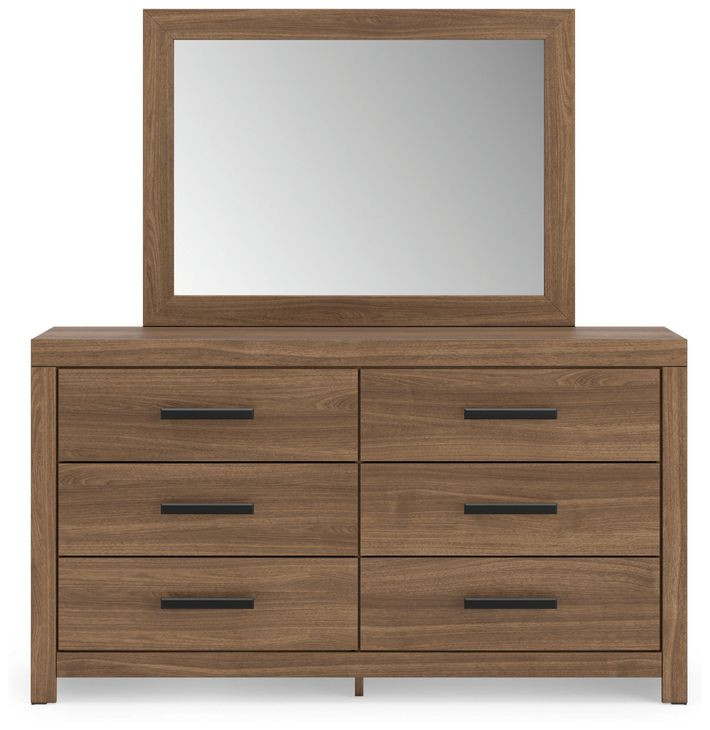 Ryderton Auburn 6 Drawer Dresser and Rectangular Mirror