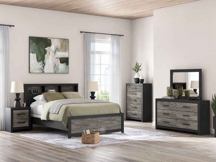 Ryderton Matte Black and Warm Gray 6 Drawer Dresser