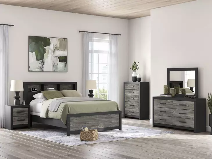 Jonnifer Matte Black and Warm Gray 6 Drawer Dresser