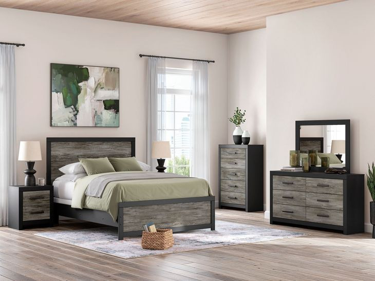 Ryderton Black and Gray Queen Panel Bed