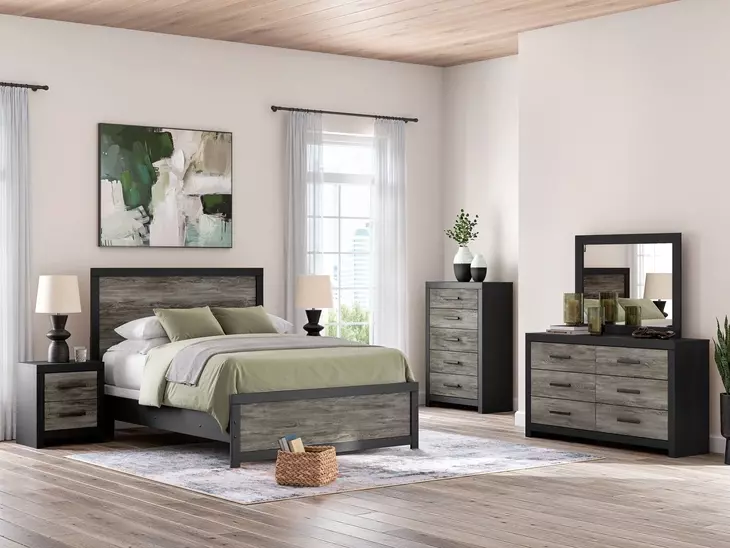 Jonnifer Black and Gray Queen Panel Bed